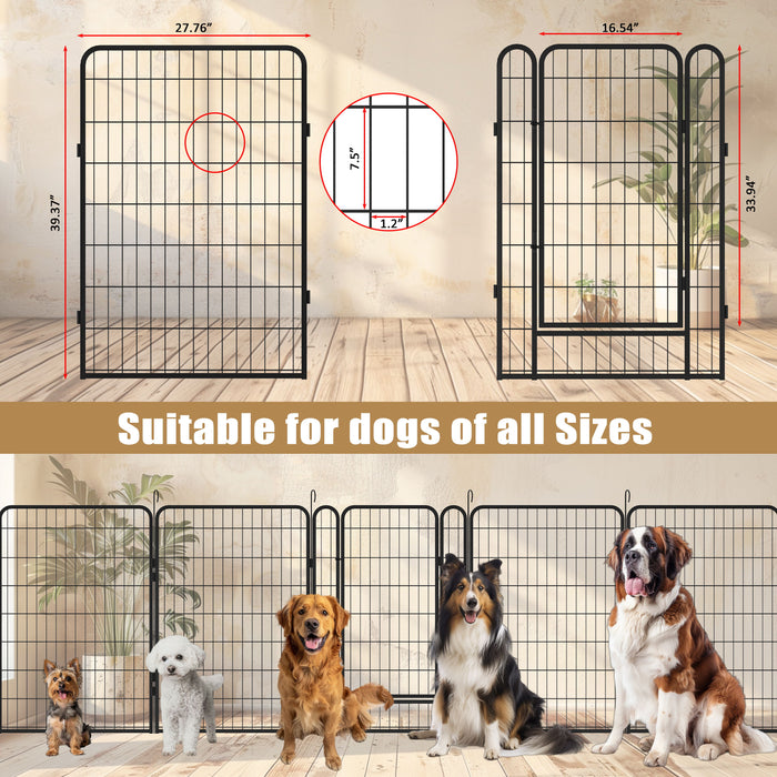 Heavy Duty Metal Playpen With Door, Dog Fence Pet Exercise Pen For Outdoor, Indoor