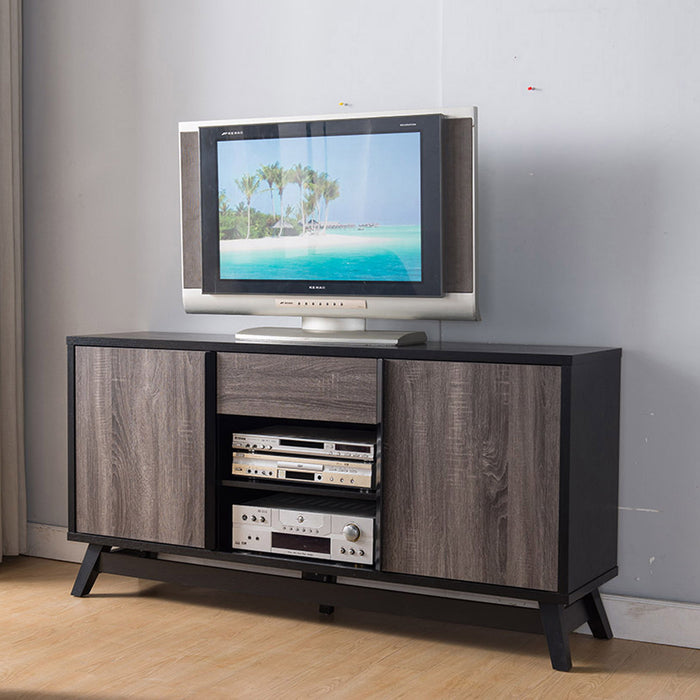 Sideboard TV Stand Buffet With Two Doors One Drawer And Six Shelves - Black / Gray