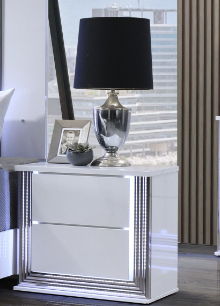 Moon - Smooth Nightstand With LED - White