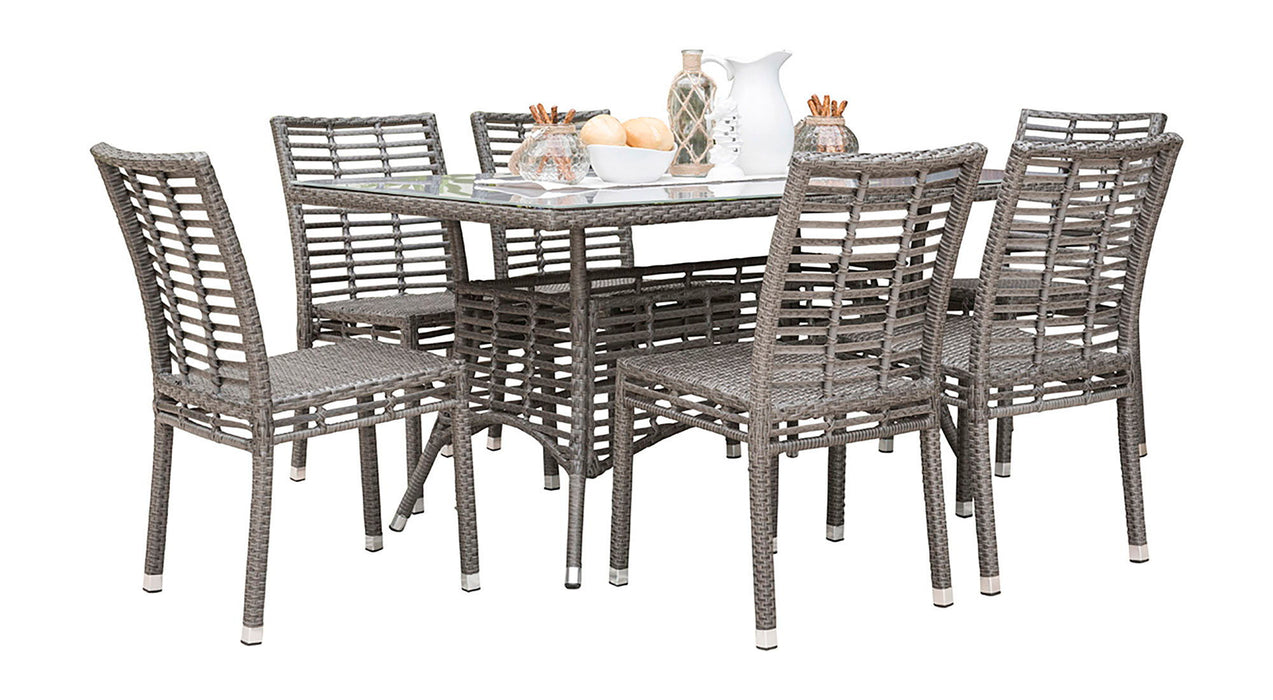 Panama Jack Graphite 7-Piece Side chair Dining Set with Cushions