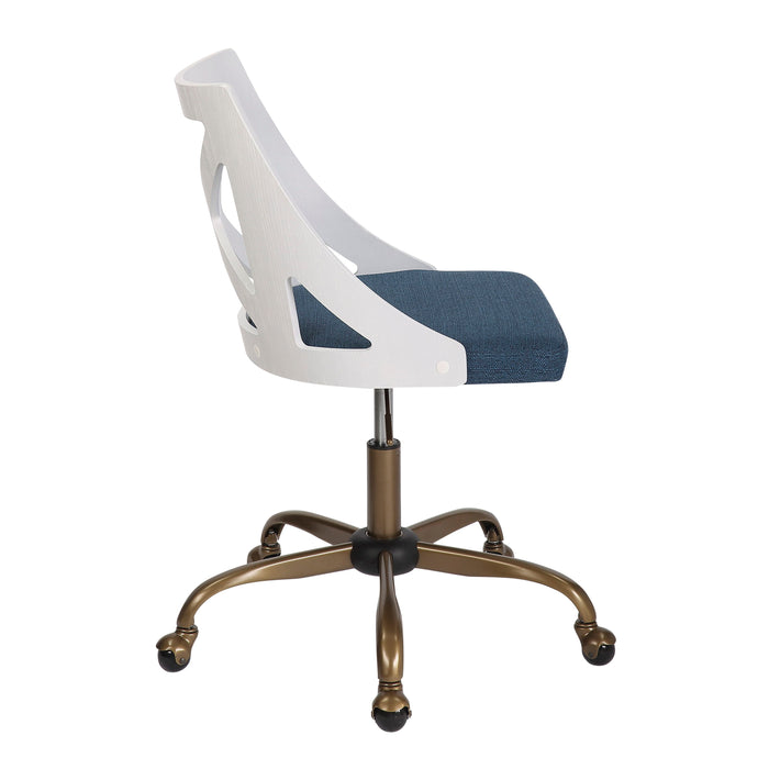 Charlotte - Farmhouse Task Chair - Antique Copper / White / Blue