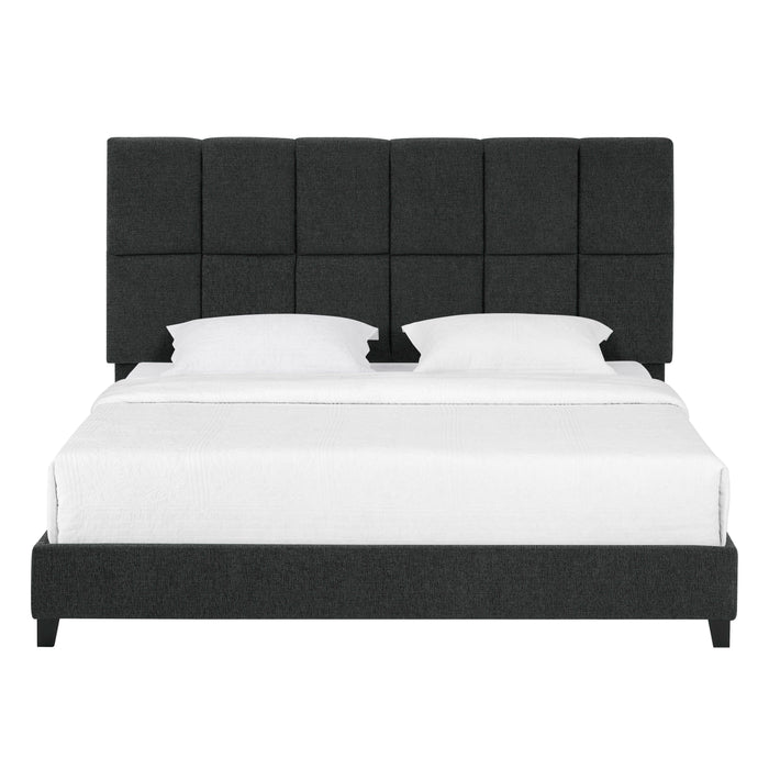 King Size Squares Upholstered Platform Bed - Gray