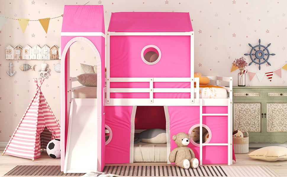 Loft Bed With Slide Tent And Tower