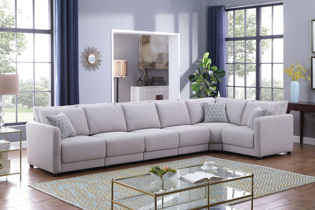 Penelope - Fabric Reversible Modular Sectional Sofa With Ottoman And Pillows