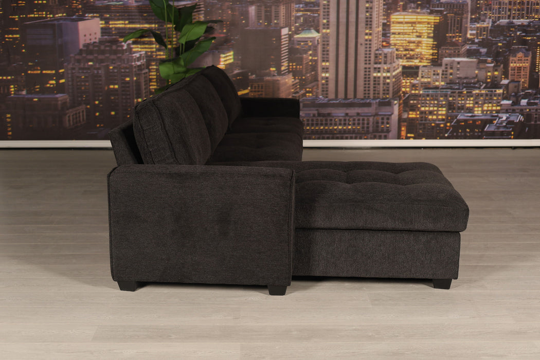 Polaris - Fabric Wide Reversible Sectional Sofa - Black