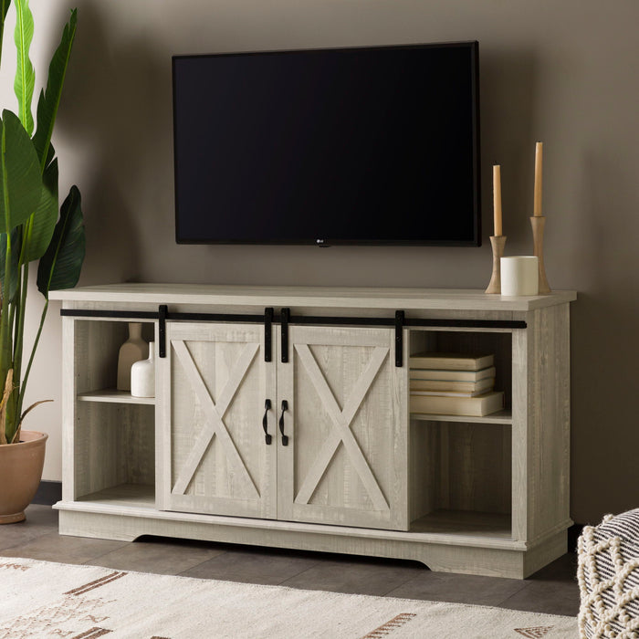 Farmhouse Sliding X Barn Door TV Stand