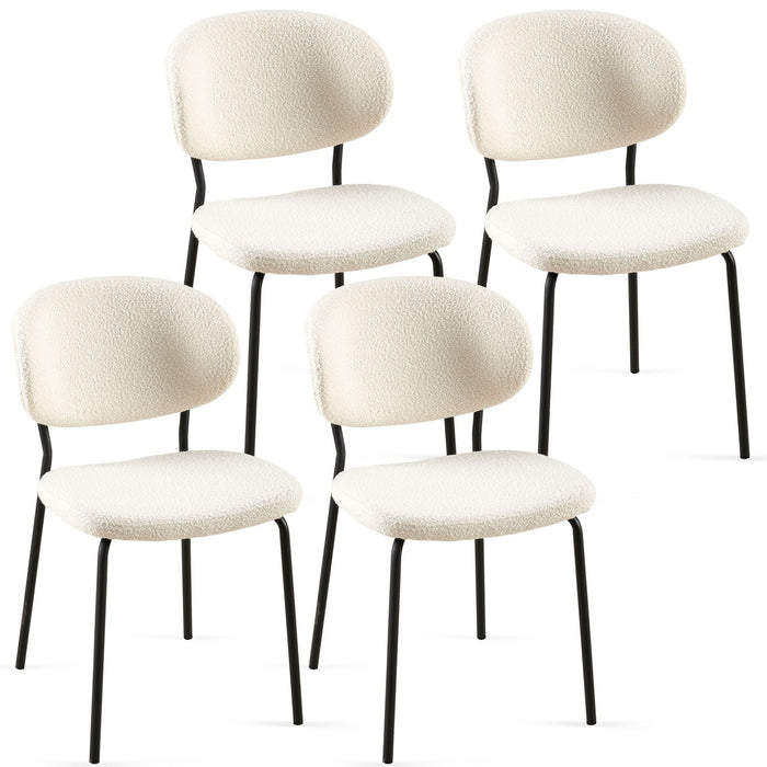 Boucle Dining Chairs, Dining Chairs With Metal Legs For Dining Room, Kitchen, Living Room