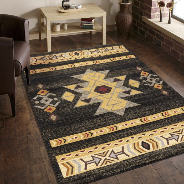 Tribes - 2' X 3' Southwest Area Rug - Black