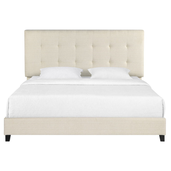 King Size Tufted Upholstered Platform Bed - Beige