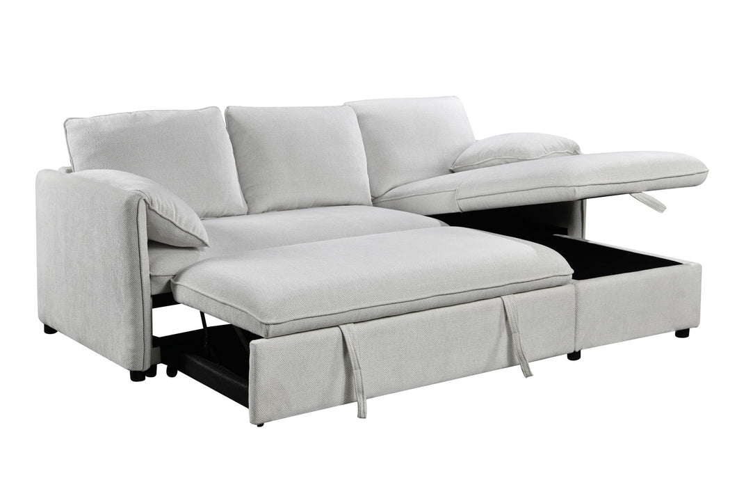 Yaroslav - Chenille Reversible Sectional Sofa With Sleeper Storage - Cream