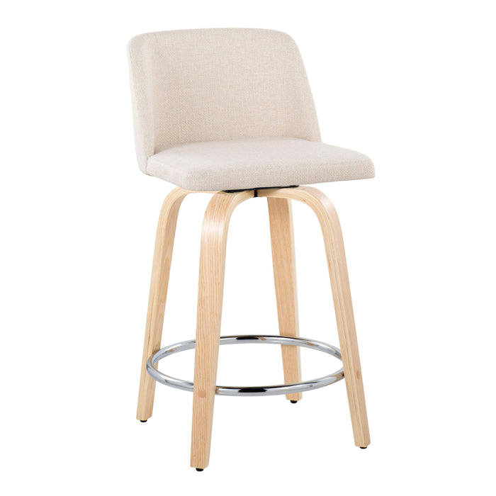 Toriano - Contemporary Fixed Height Counter Stool & Swivel And Round Footrest (Set of 2)