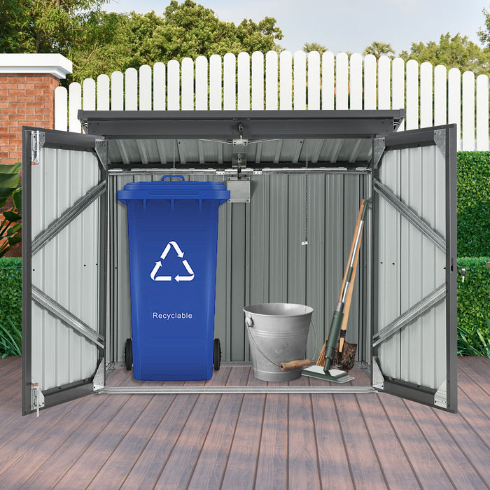 Garbage Bin Shed Stores 2 Trash Cans Metal Outdoor Bin Shed For Garbage Storage