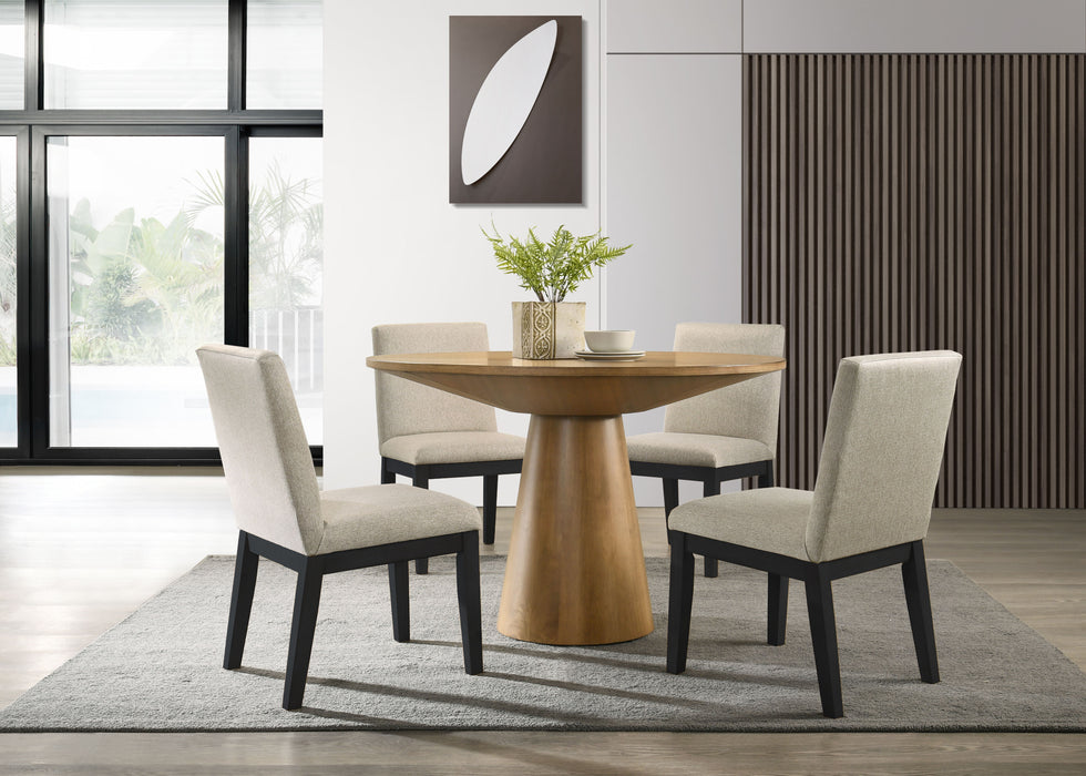 Jasper - Contemporary Round Dining Table With Black Finish Chairs