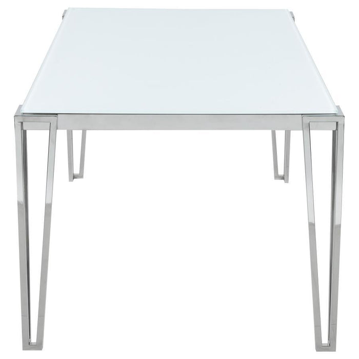 Pauline - Mesa De Comedor Rectangular Con Pata De Metal - Blanco