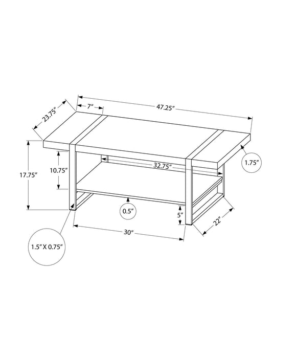 Coffee Table, Accent, Cocktail, Rectangular, Living Room, Contemporary, Modern - Brown