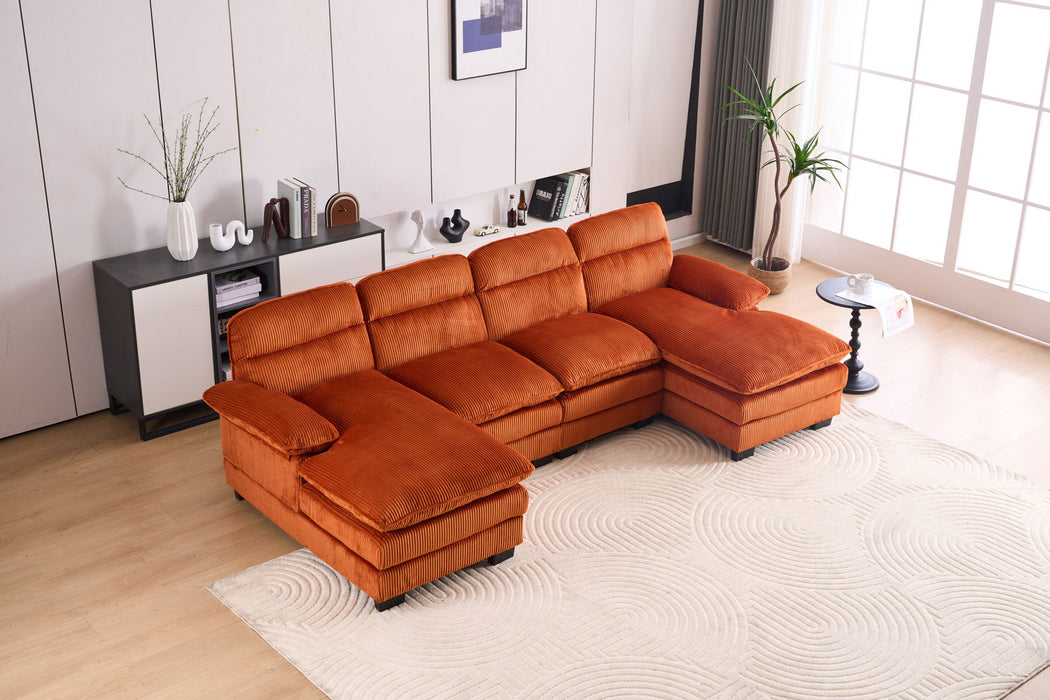 U-Shaped Profile Sofa, Including Two Single Seats And Two Chaise, Modular Sofa, Corduroy Sofa