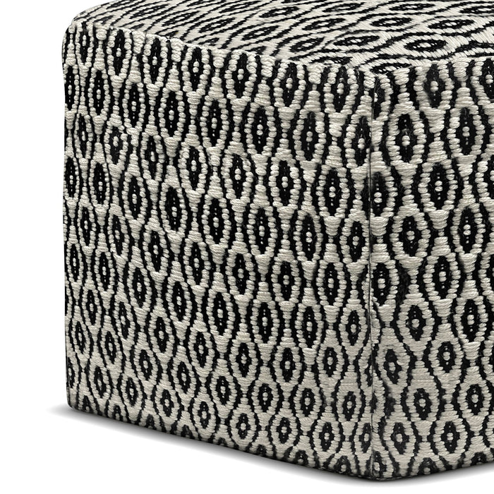 Kiana - Square Woven Outdoor / Indoor Pouf - Black / White