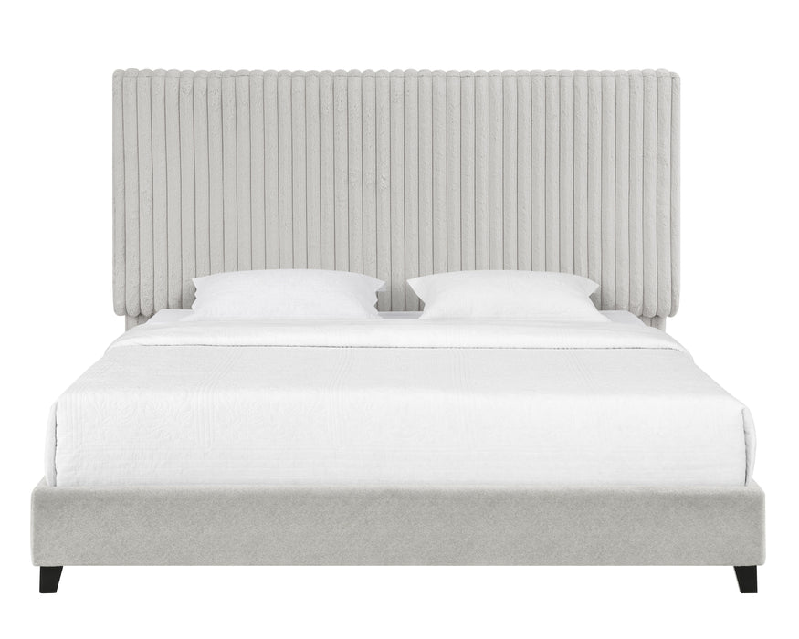 King Size Upholstered Platform Bed - Minky Stone