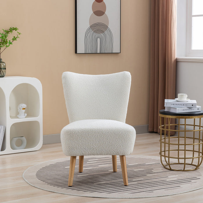 Boucle Upholstered Armless Accent Chair Modern Slipper Chair, Cozy Curved Wingback Armchair, Corner Side Chair For Bedroom Living Room Office Cafe Lounge Hotel