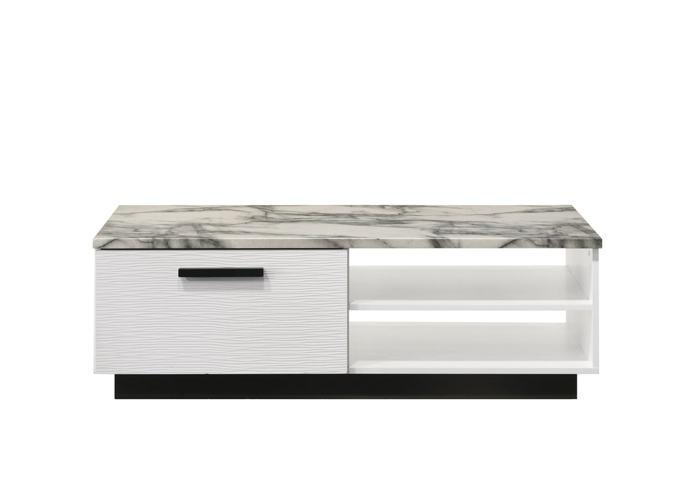 Matilda - Coffee Table With White Faux Marble Top - White