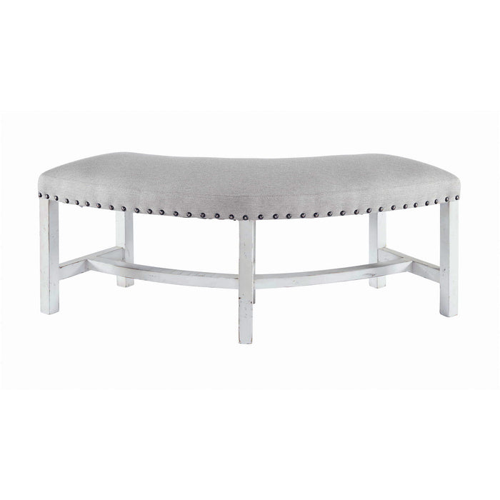 Condesa - Round Dining-White Round Bench - Distressed White Finish