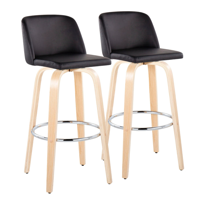 Toriano - Contemporary Fixed Height Barstool & Swivel With Round Footrest (Set of 2)