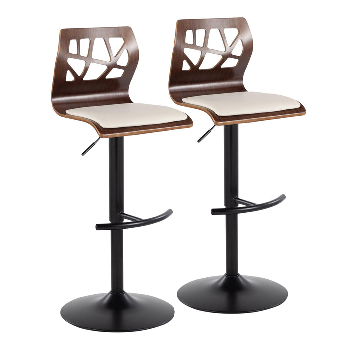 Folia - Mid Century Modern Adjustable Barstool With Swivel & Rounded T Footrest (Set of 2)