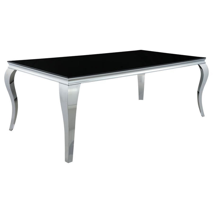 Carone - Mesa de comedor rectangular con tablero de cristal