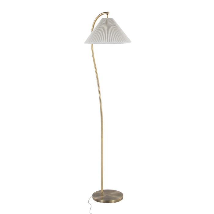 Cassis - Glam / Art Deco Floor Lamp Pleated - Gold / White