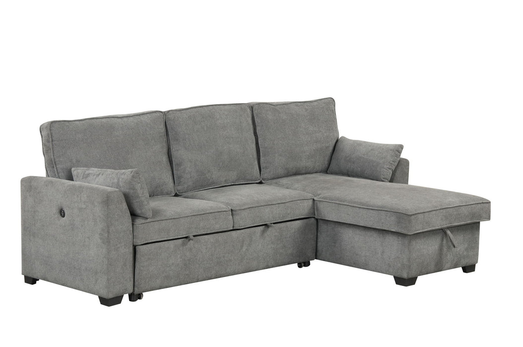 Ember - 92"W Fabric Sleeper Sectional with Reversible Storage Chaise