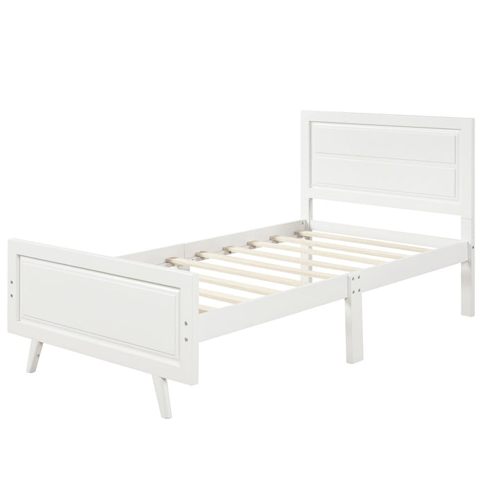 Twin Platform Bed Frame Mattress Foundation With Headboard And Wood Slat Support