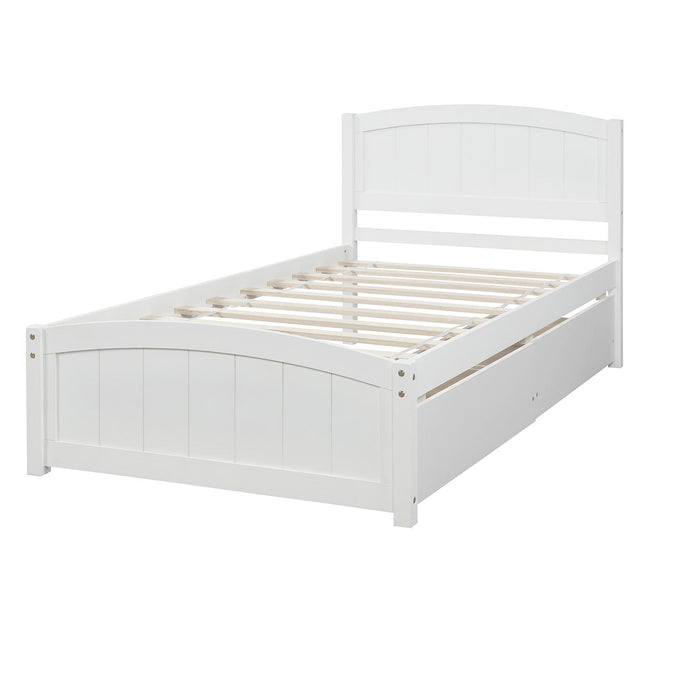 Twin Size Platform Bed & Two Drawers - White