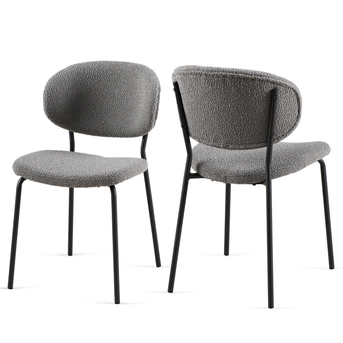 Boucle Dining Chairs, Dining Chairs With Metal Legs For Dining Room, Kitchen, Living Room