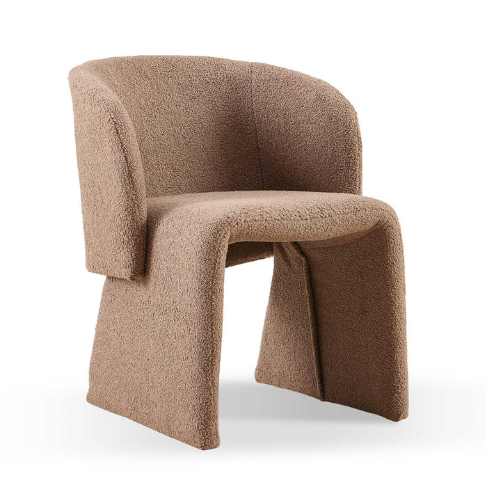 Modern Accent Chair Brown Single Sofa Chair, Upholstered Side Chair Teddy Comfy Chair For Dining Room / Bedroom / Living Room / Reception