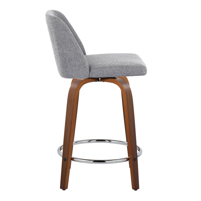 Toriano - Mid Century Modern Fixed Height Counter Stool With Swivel With Round Footrest (Set of 2)