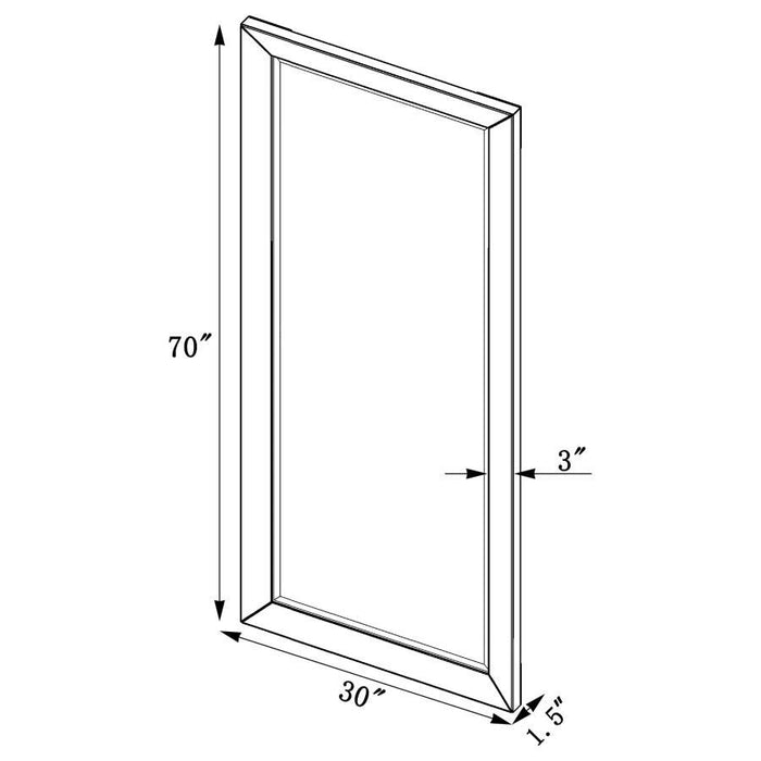 Barnett - Espejo de pie rectangular - Plata perla