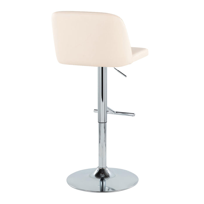 Toriano - Contemporary Adjustable Barstool With Swivel With Straight T Footrest (Set of 2) - Cream / Chrome