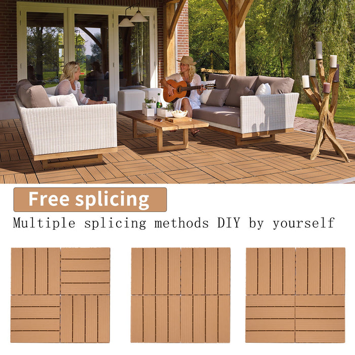 Plastic Interlocking Deck Tiles, Patio Flooring Outdoor Waterproof All Weather Use For Garden Poolside Front / Back Yard