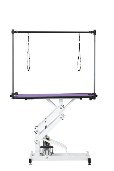 Hydraulic Pet Grooming Table With"H" Arm - Purple