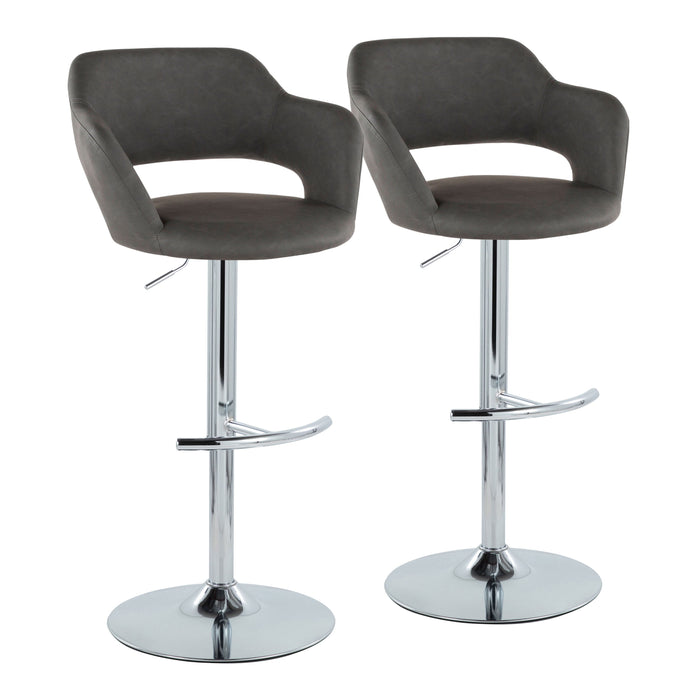 Margarite - Contemporary Ajustable Barstool With Swivel With Rounded T Footrest (Set of 2)