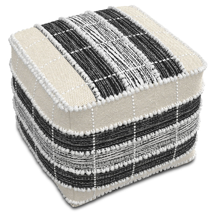 Barley - Square Pouf - White / Beige / Black