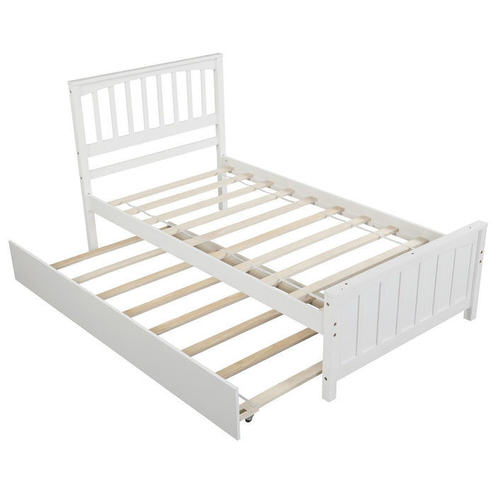 Twin Size Platform Bed & Trundle - White