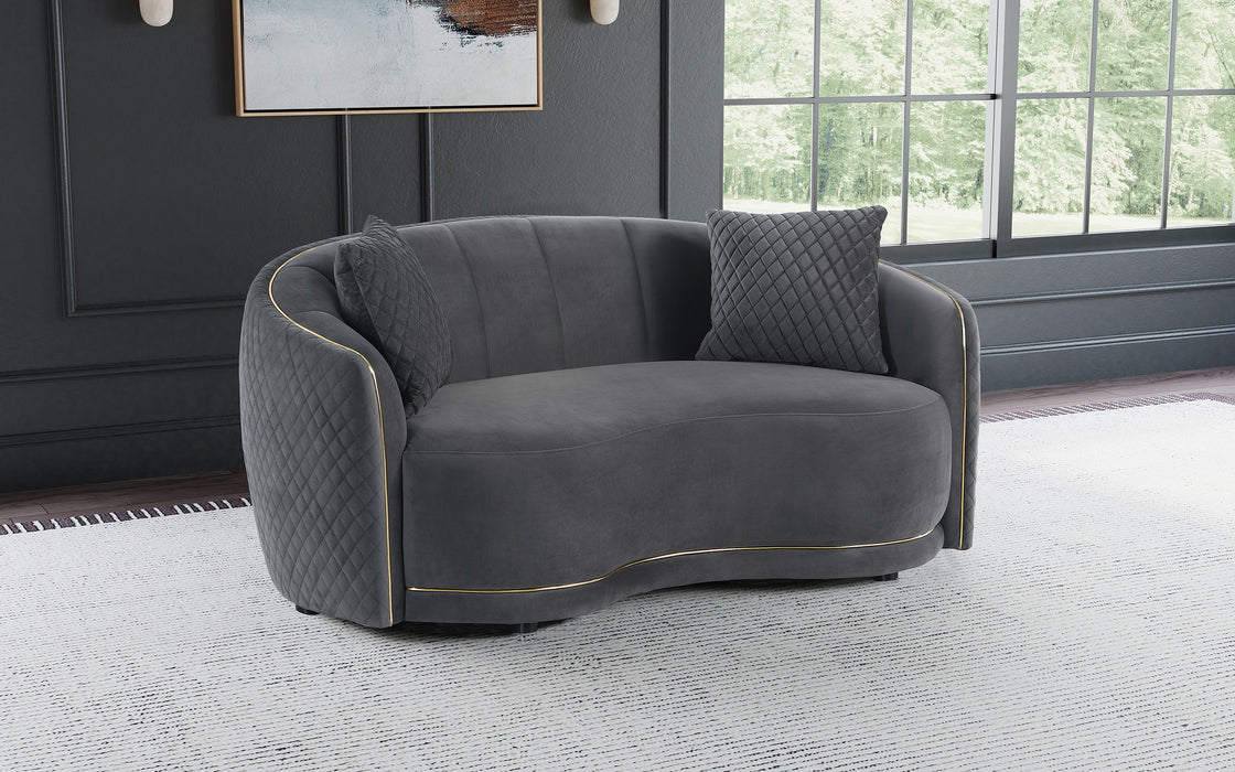 Brookside - Velvet Upholstered Curved Loveseat - Dark Gray