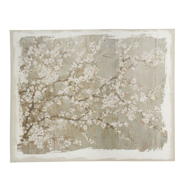 Large Cherry Blossom Canvas Art Print, Home Decor Accent Piece - Gray / White Matte