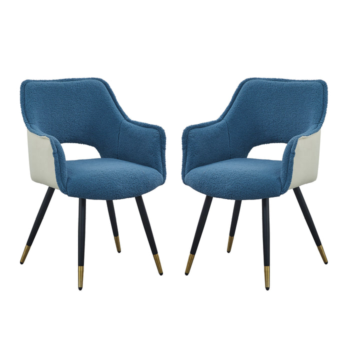 Fabric Side Chair, Living Room Bedroom Kitchen Vanity Accent Chair (Set of 2) - Blue