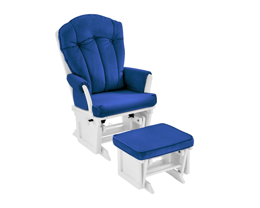 Victoria - Glider And Ottoman White Wood