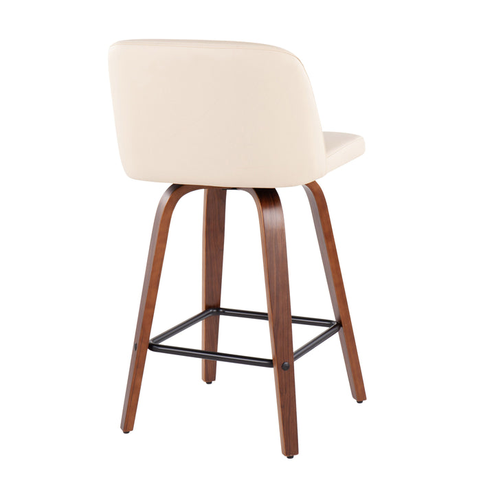 Toriano - Mid Century Modern Fixed Height Counter Stool & Square Footrest (Set of 2)