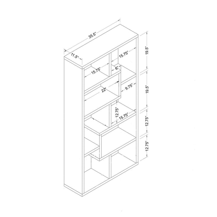 Open Back Display Cabinet, Bookcase Stand With 8 Shelves - Black