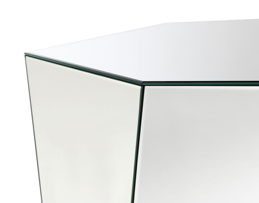 Capella - Mirrored Abstract Geometric Coffee Table - Silver