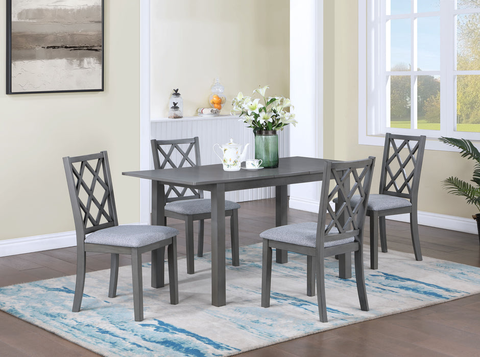 Carlisle - 5 Piece Extendable Wood Dining Set With Upholstered Seat Cushion (Set of 5) - Gray